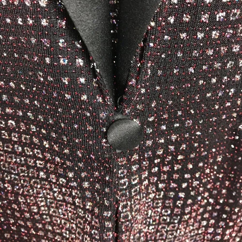 Black with Red Glitter Twinset Black Satin Shawl Tuxedo Lapel